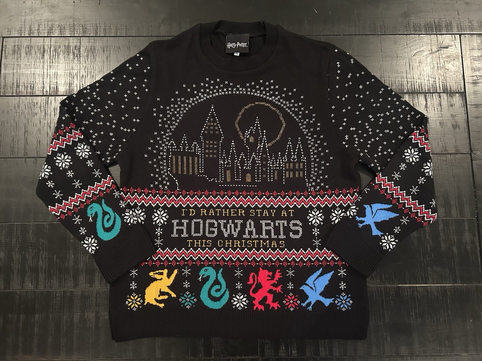 Harry Potter “I’d Rather Stay At Hogwarts This Christmas” Ugly Sweater Size XL