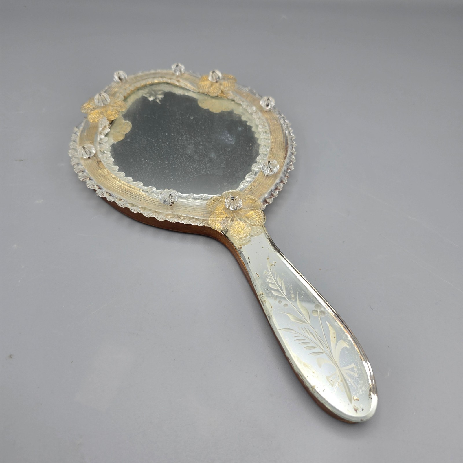 Vintage Murano Glass Hand Mirror