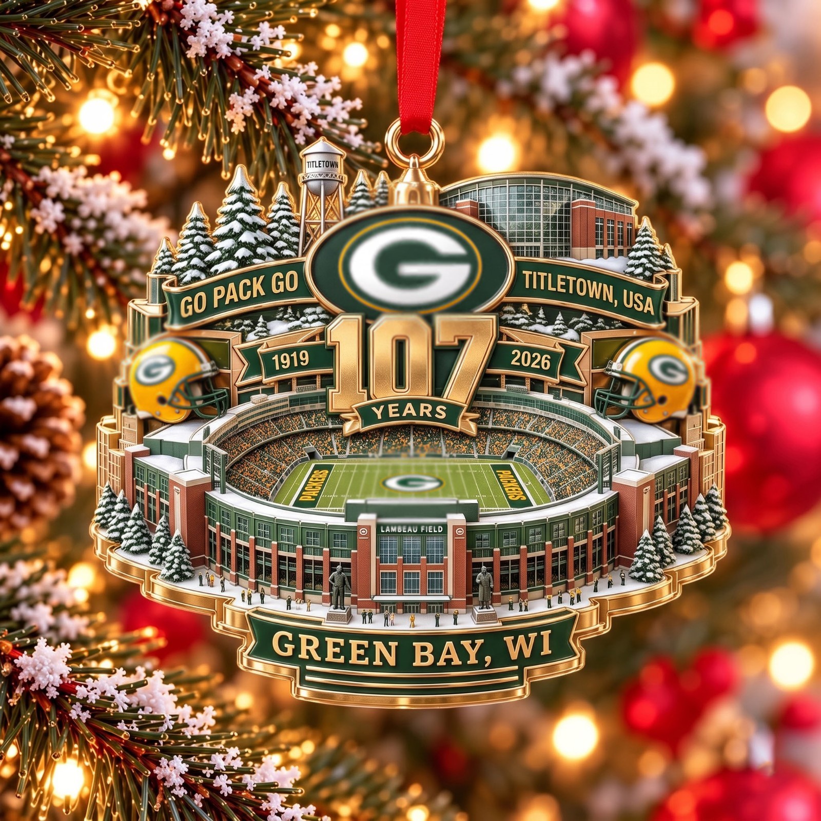 Green Bay Packers 107 Years 1919-2026 Lambeau Field Christmas Ornament Gift Green Bay Packers 107 Years 1919-2026 Lambeau Field Christmas Ornament Gift