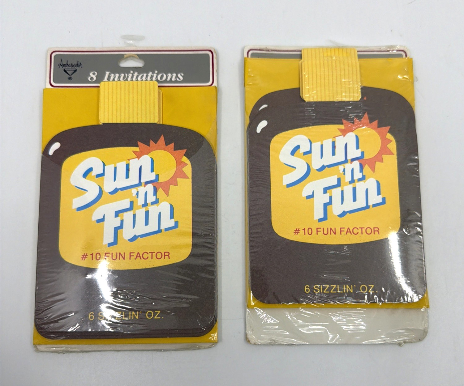 Vintage Hallmark Ambassador Sun N Fun Party Invitations 16 Cards NIP 2 Packs