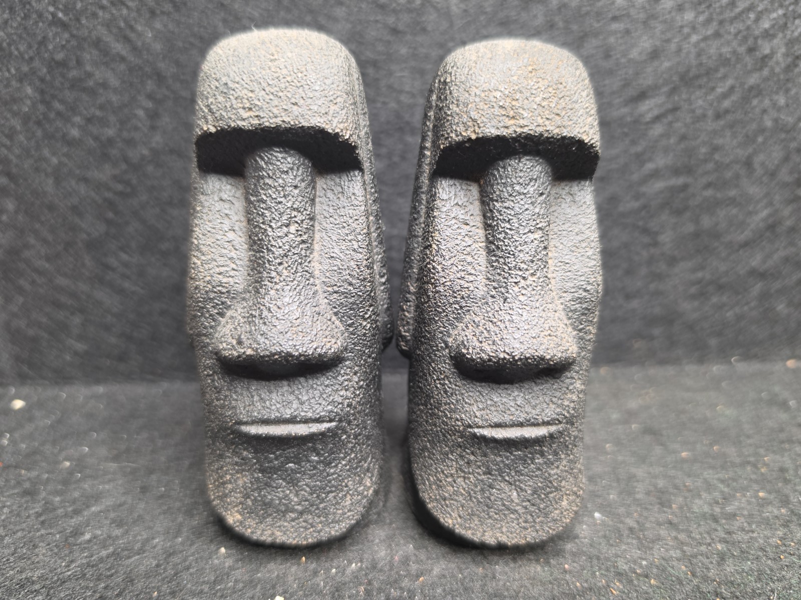 Vintage Coco Joe's Hawaii Black Lava Resin Moai Easter Island Tiki Bookends Vintage Coco Joe's Hawaii Black Lava Resin Moai Easter Island Tiki Bookends