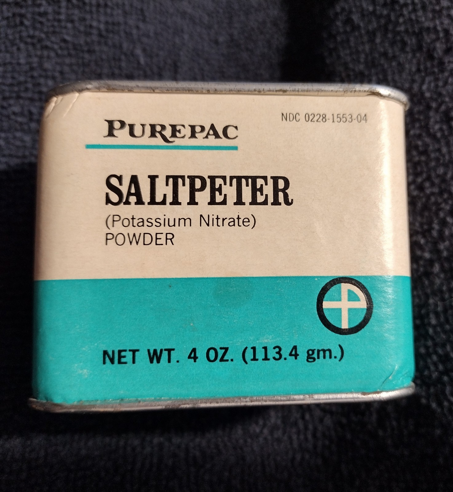 Vintage 1950's Full Purepac Saltpeter Cardboard Tin Box 4 oz New Jersey Vintage 1950's Full Purepac Saltpeter Cardboard Tin Box 4 oz New Jersey