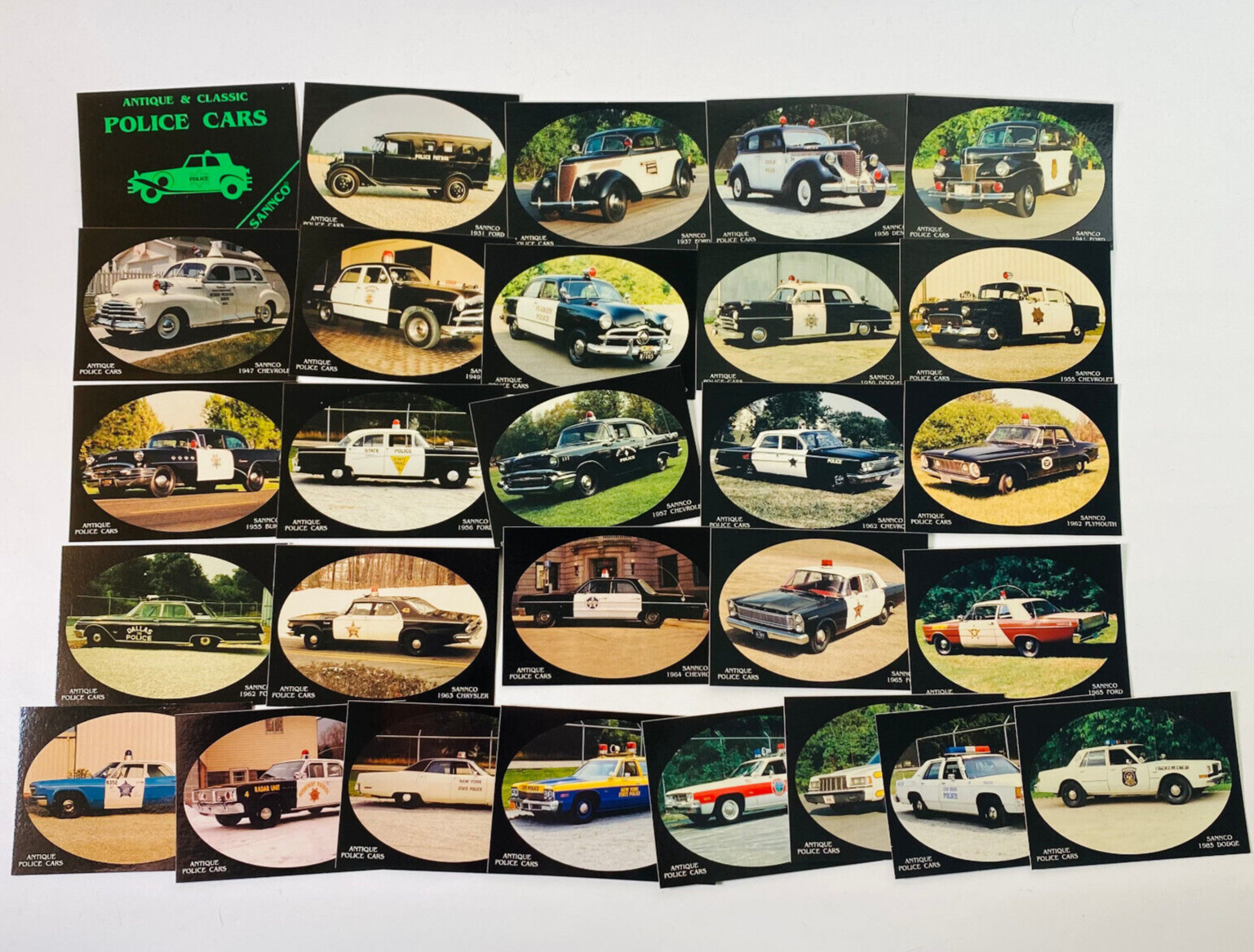 1995 Antique & Classic Police Cars Sannco Special Edition Set 28 Trading Cards 1995 Antique & Classic Police Cars Sannco Special Edition Set 28 Trading Cards