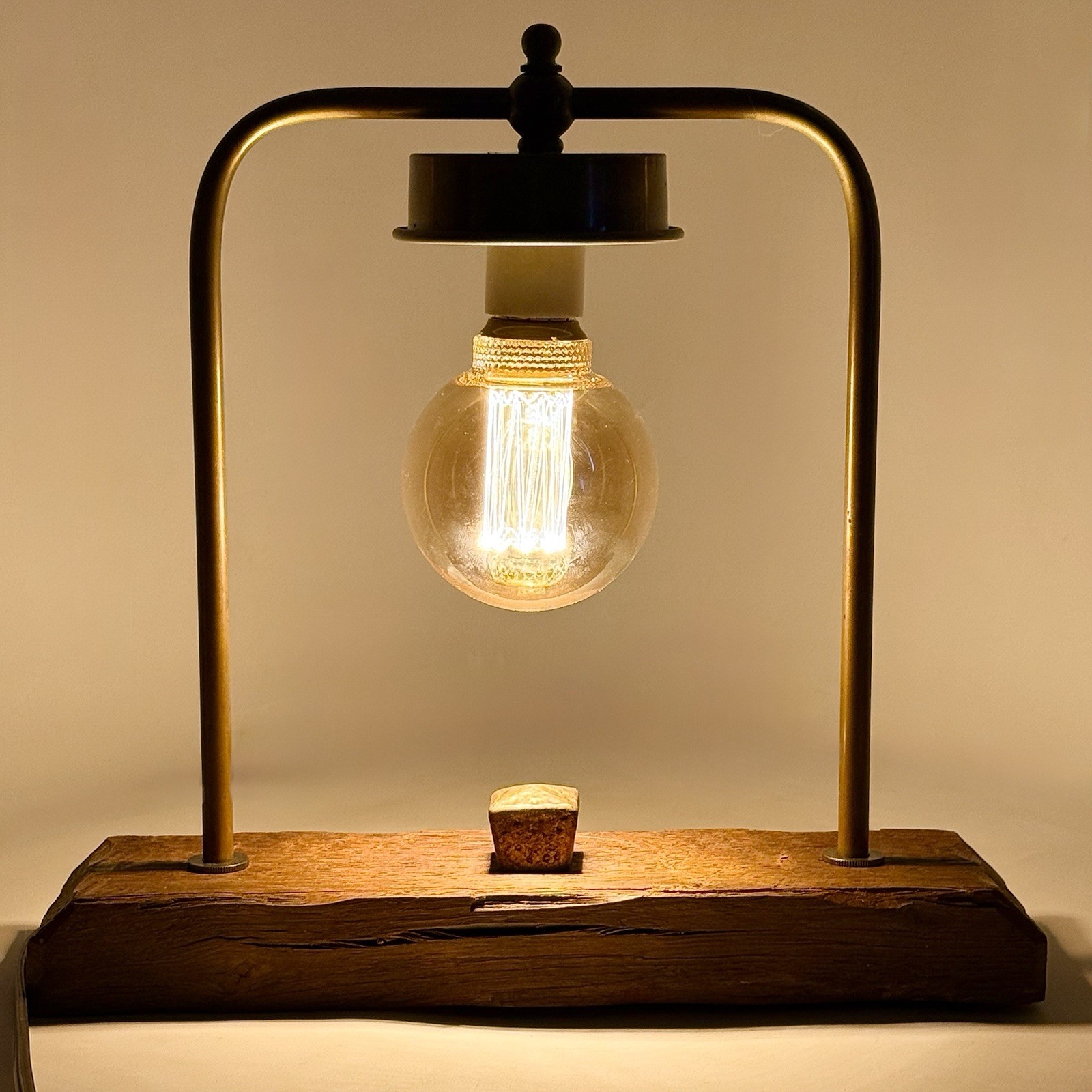 VTG 1960’s Rustic/Industrial Table Lamp Distressed Wood & Brass w/ Edison Bulb VTG 1960’s Rustic/Industrial Table Lamp Distressed Wood & Brass w/ Edison Bulb