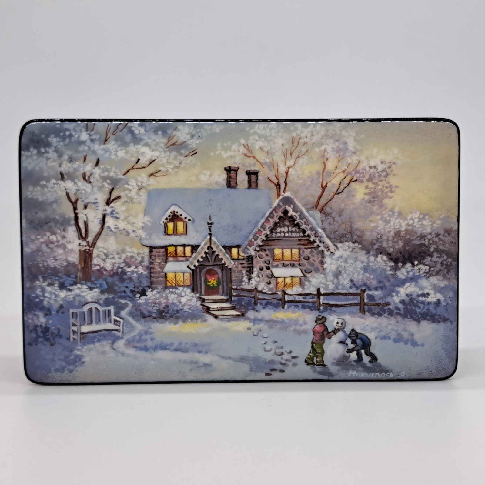 Ukrainian lacquer box “Christmas time” Hand made in Ukraine exclusively