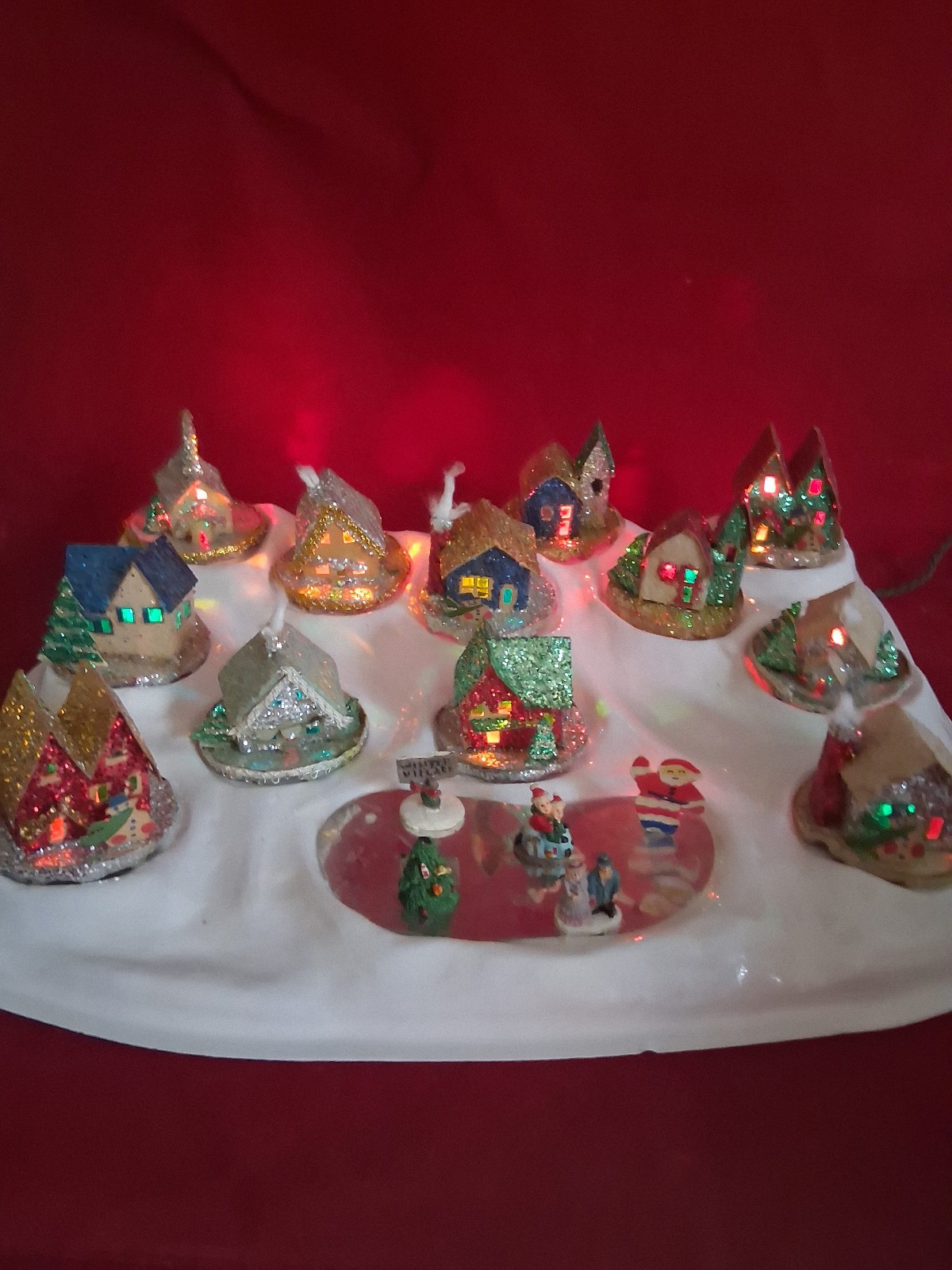 12 Piece Putz Christmas Village Display Vintage Good Cond 1960’s RARE