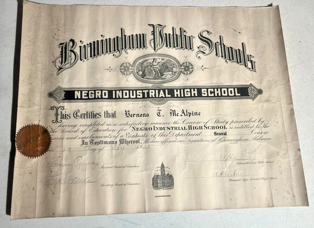 1925 Vintage Industrial High School Birmingham Alabama Diploma Black Americana 1925 Vintage Industrial High School Birmingham Alabama Diploma Black Americana