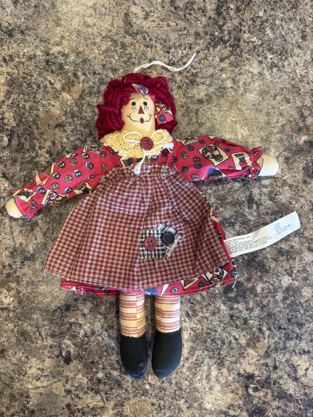 VINTAGE, CLOTH RAGGEDY ANN ORNAMENT, 10” LONG VINTAGE, CLOTH RAGGEDY ANN ORNAMENT, 10” LONG