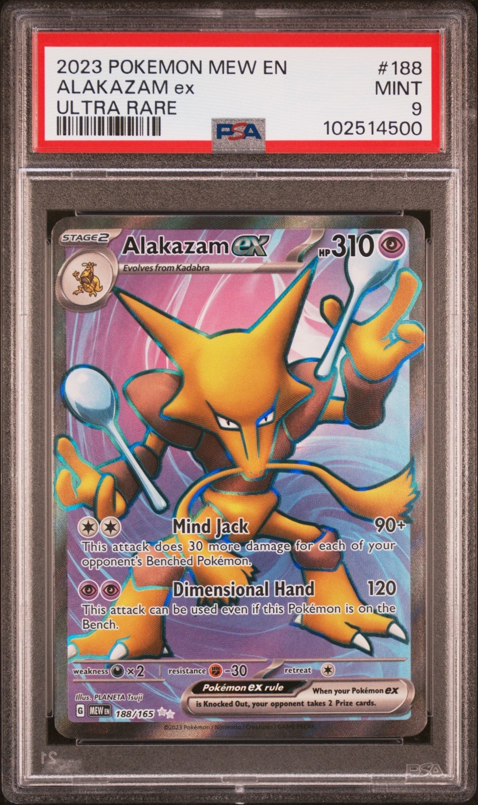 Pokemon 151 Alakazam ex 188/165 Full Art Ultra Rare 2023 PSA 9 MINT