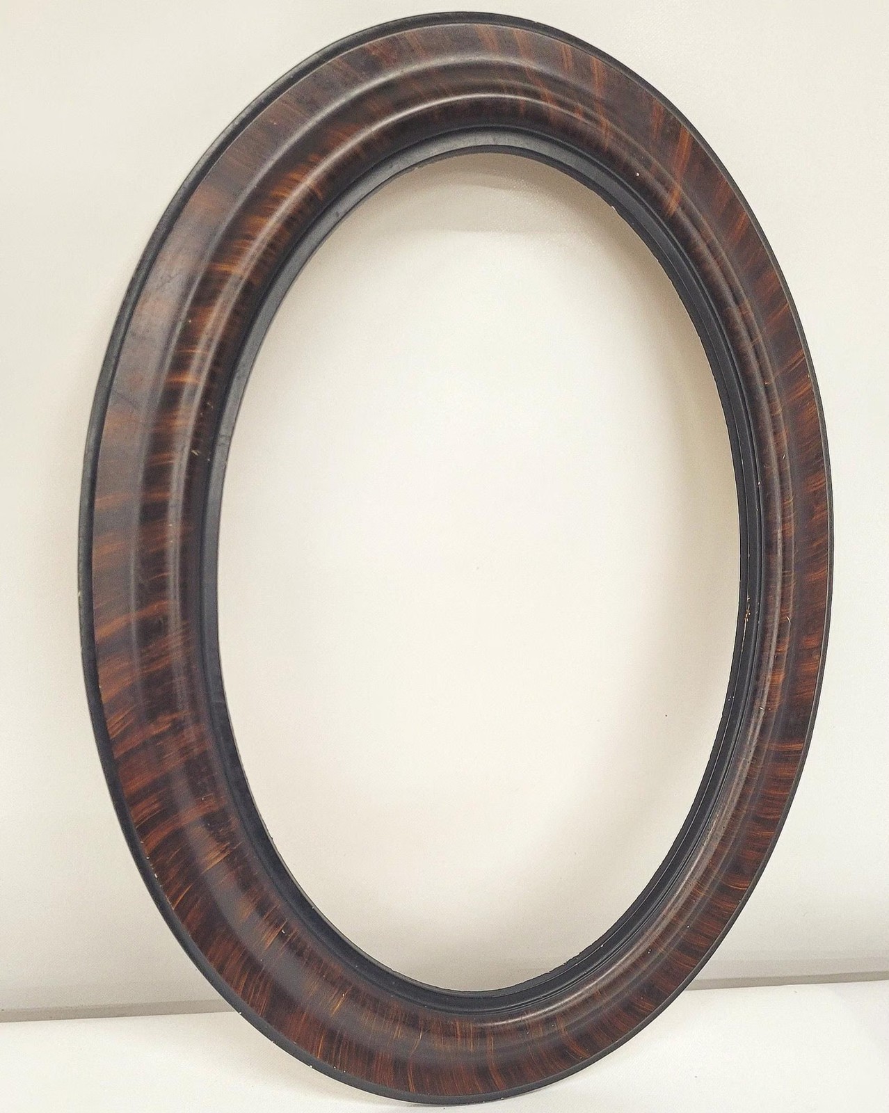 Vintage 1930s Oval Wood Frame, Faux Tortoise Shell, Traditional Entryway
