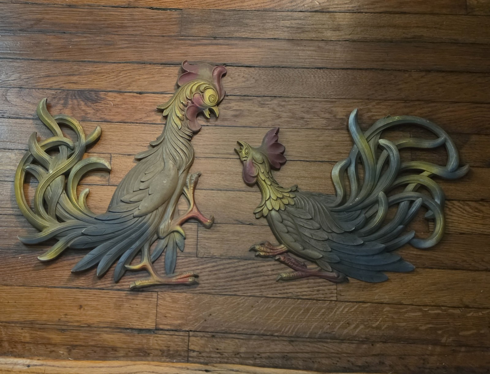 *Rare* Vintage 1965 Syroco Fighting Rooster Wall Art Decor MCM Chicken *Rare* Vintage 1965 Syroco Fighting Rooster Wall Art Decor MCM Chicken