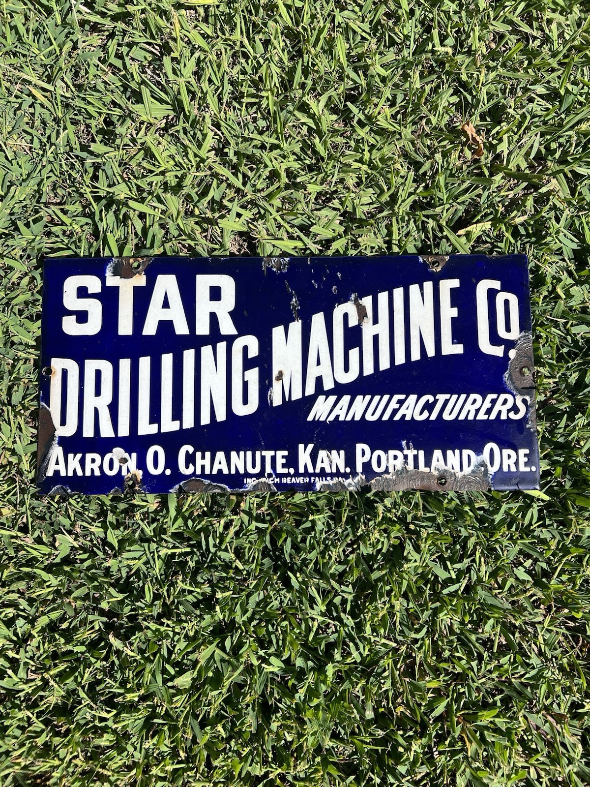 Antique Star Drilling Machine Porcelain Sign Antique Star Drilling Machine Porcelain Sign