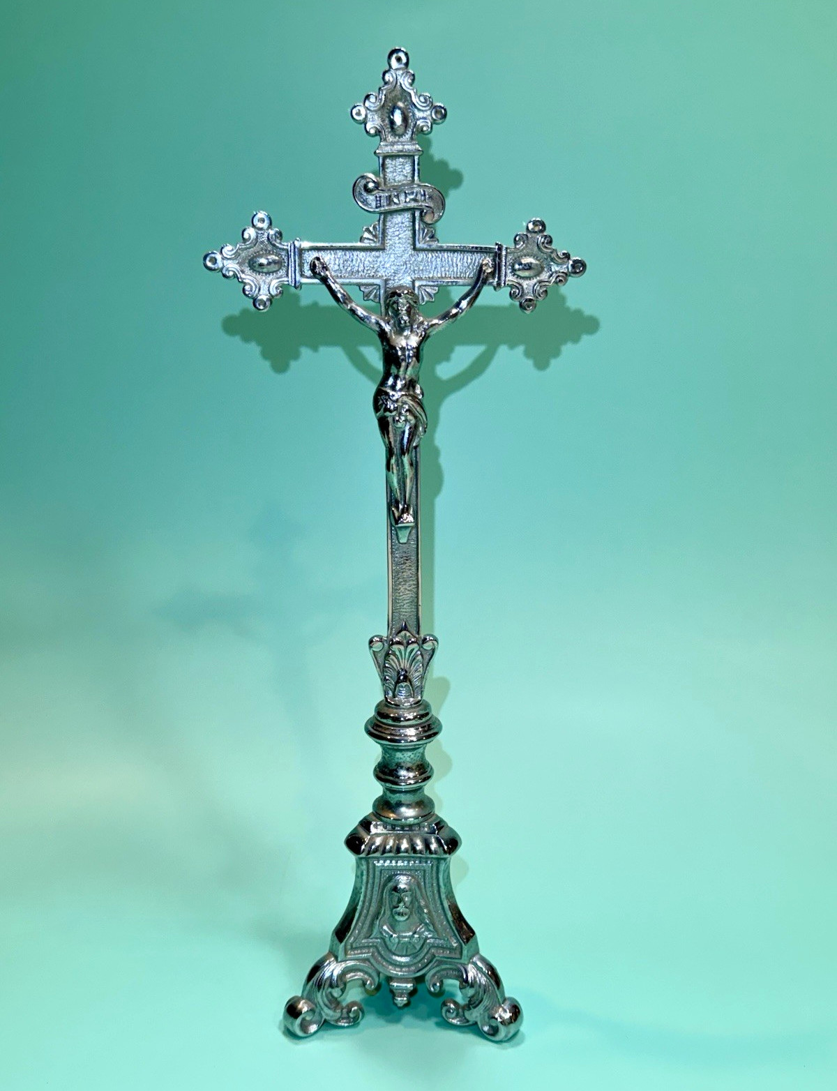 Antique French Spelter Crucifix Holy Family Sacred Heart Mary St Joseph Cross Antique French Spelter Crucifix Holy Family Sacred Heart Mary St Joseph Cross
