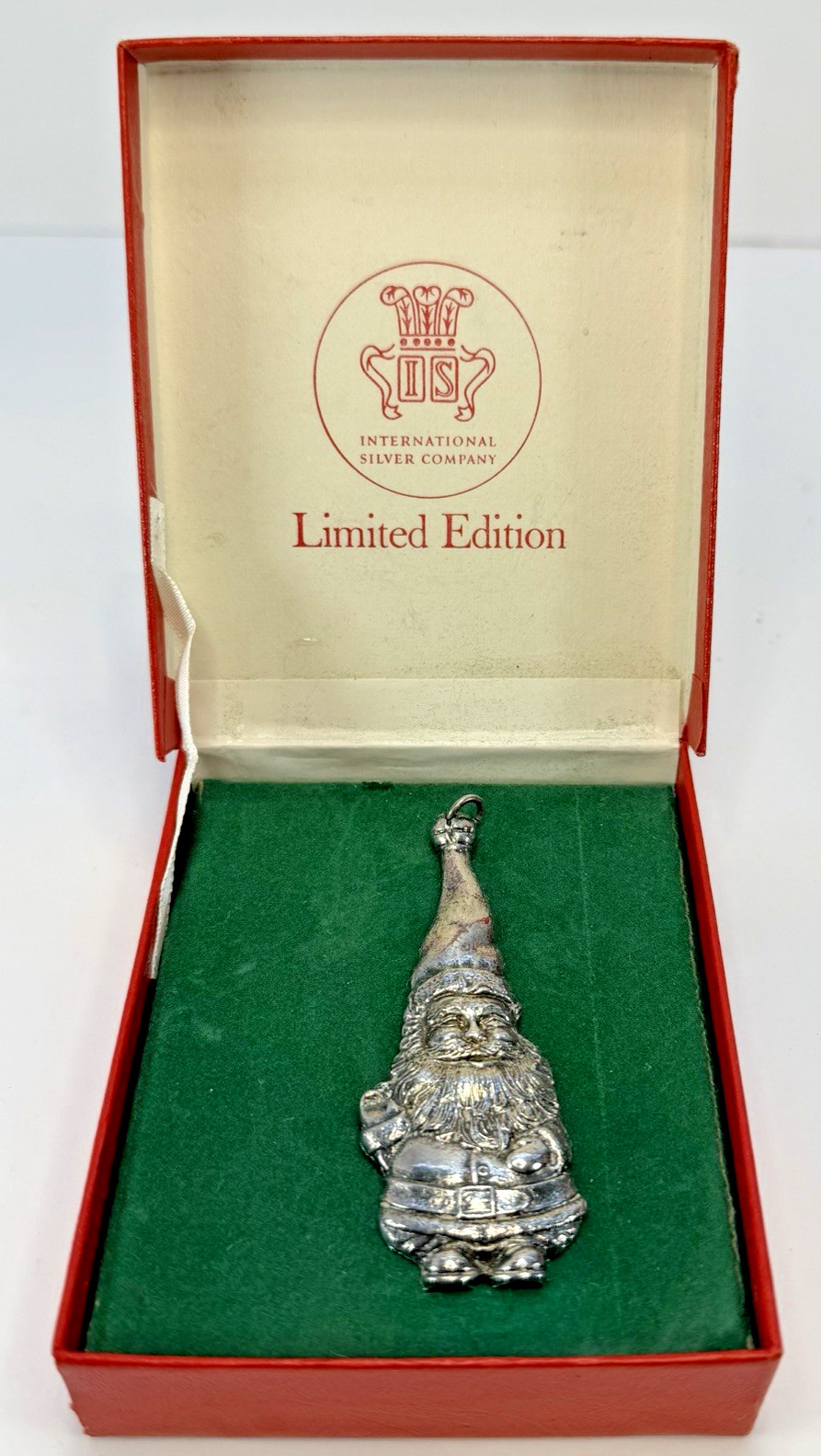 Vintage 1972 International Silver Company Santa Gnome Christmas Ornament Box