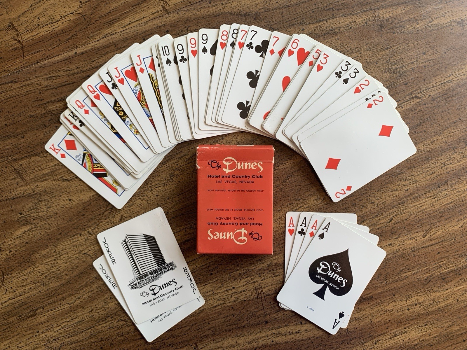 Dunes Hotel Las Vegas Vintage 1960s-70s Blue Playing Cards Red Joker Cards