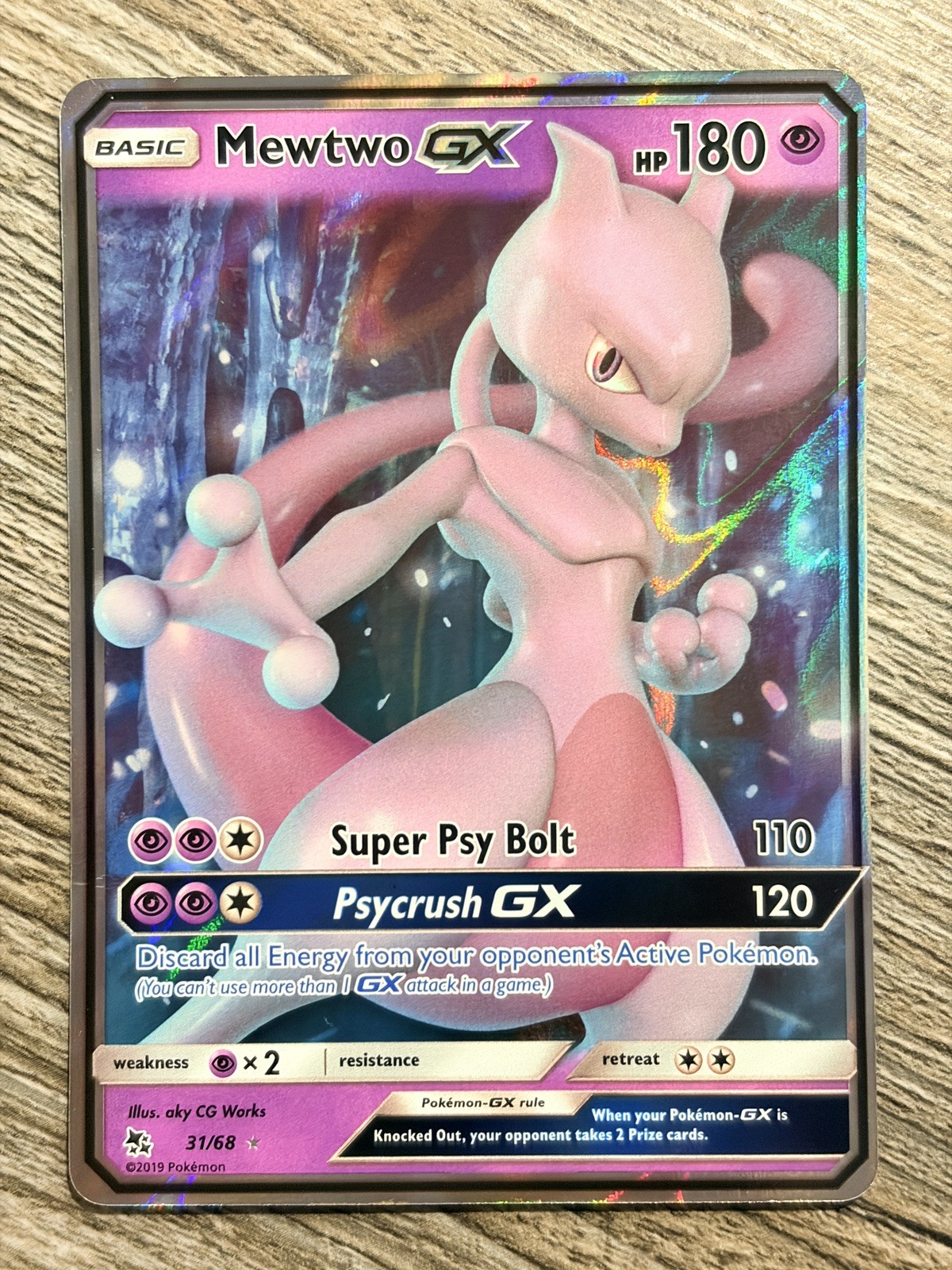 Pokémon TCG Mewtwo GX 31/68 Hidden Fates Ultra Rare Holo English NM Pokémon TCG Mewtwo GX 31/68 Hidden Fates Ultra Rare Holo English NM