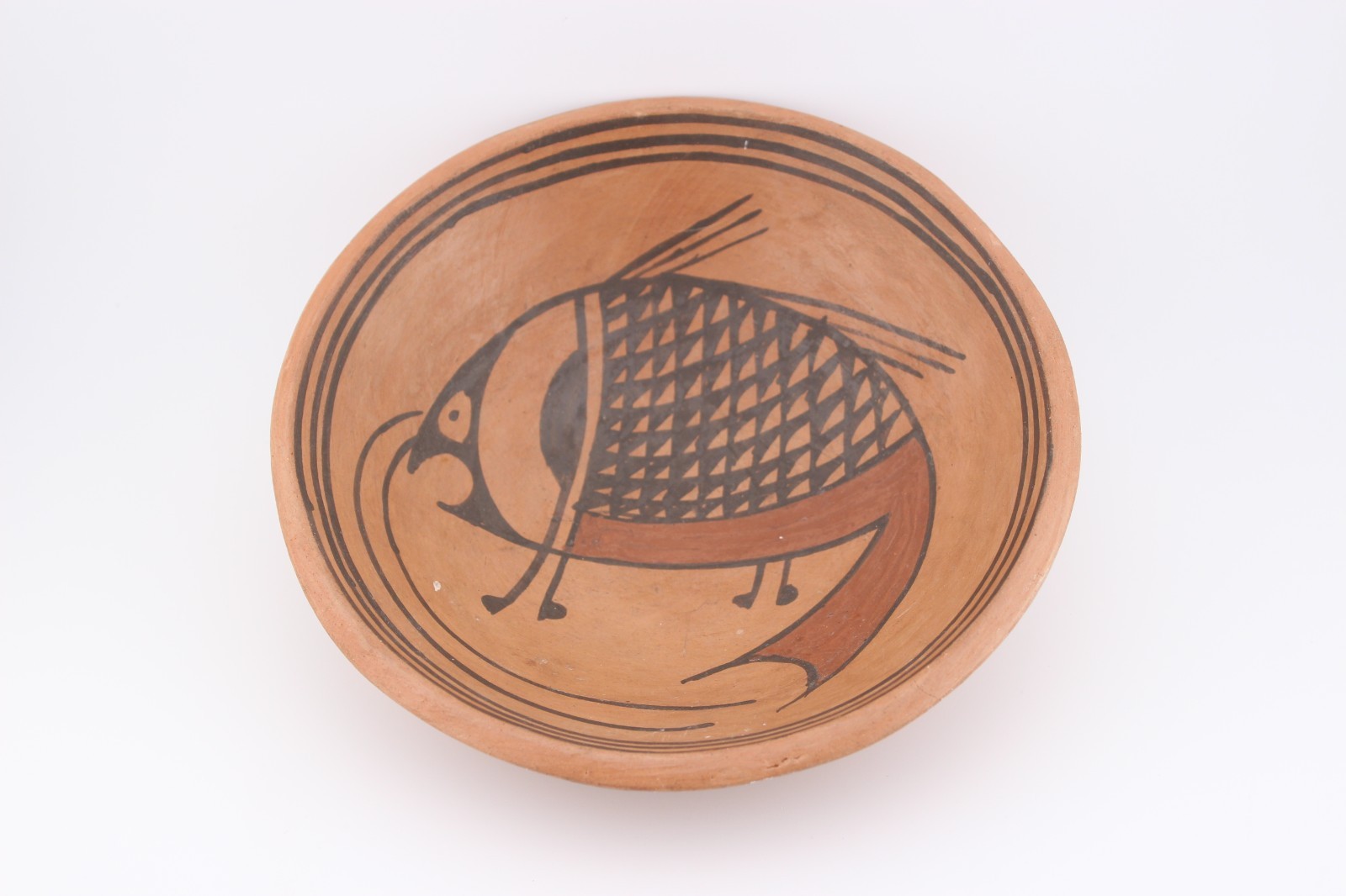 Vintage Hopi Native American polychrome bowl mimbres inspired fish design 6.5 Vintage Hopi Native American polychrome bowl mimbres inspired fish design 6.5