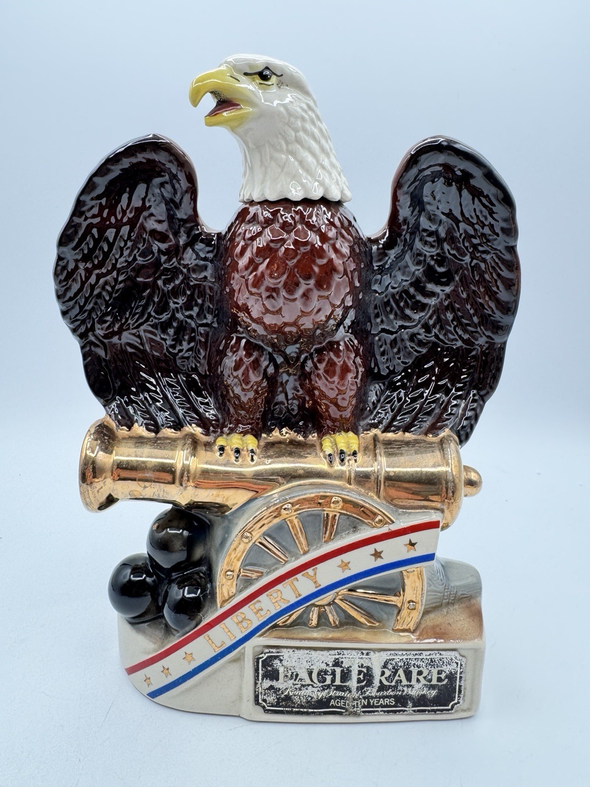 Vintage 1981 Rare Whiskey Decanter #3 Series Eagle Cannon & Cannonballs Vintage 1981 Rare Whiskey Decanter #3 Series Eagle Cannon & Cannonballs