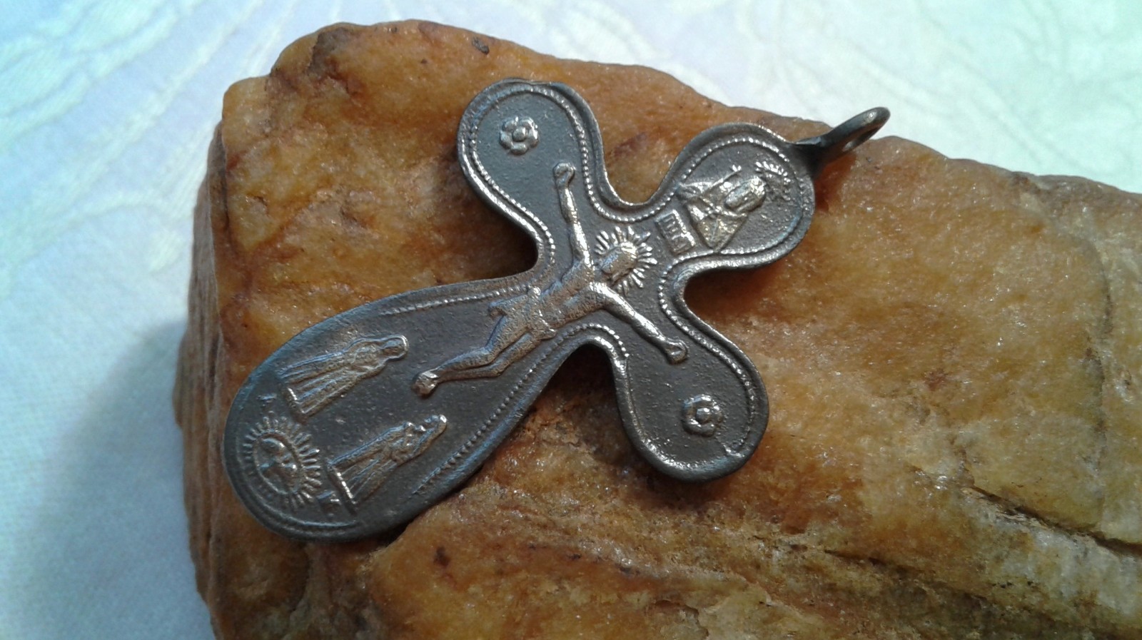 ANTIQUE c.1890s-1910s POLISH CATHOLIC CRUCIFIX 1 7/8\