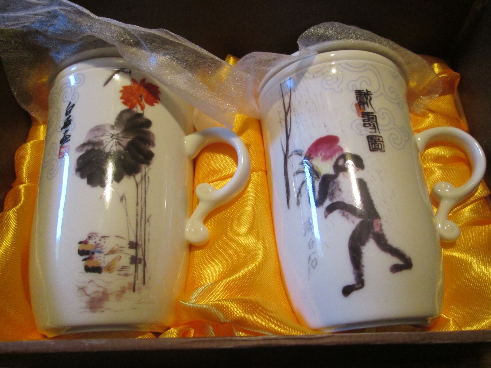 10 OZ JOYFUL MONKEY & BLISSFUL DUCKS MUG TEA SET CHINESE QI BAISHI CHEE BAI SHIR 10 OZ JOYFUL MONKEY & BLISSFUL DUCKS MUG TEA SET CHINESE QI BAISHI CHEE BAI SHIR