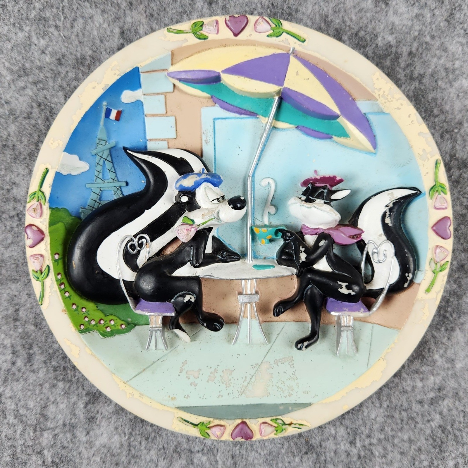 VTG 90s Warner Bros Parisian Woo Collector Plate Pepe Le Pew White Looney Tunes