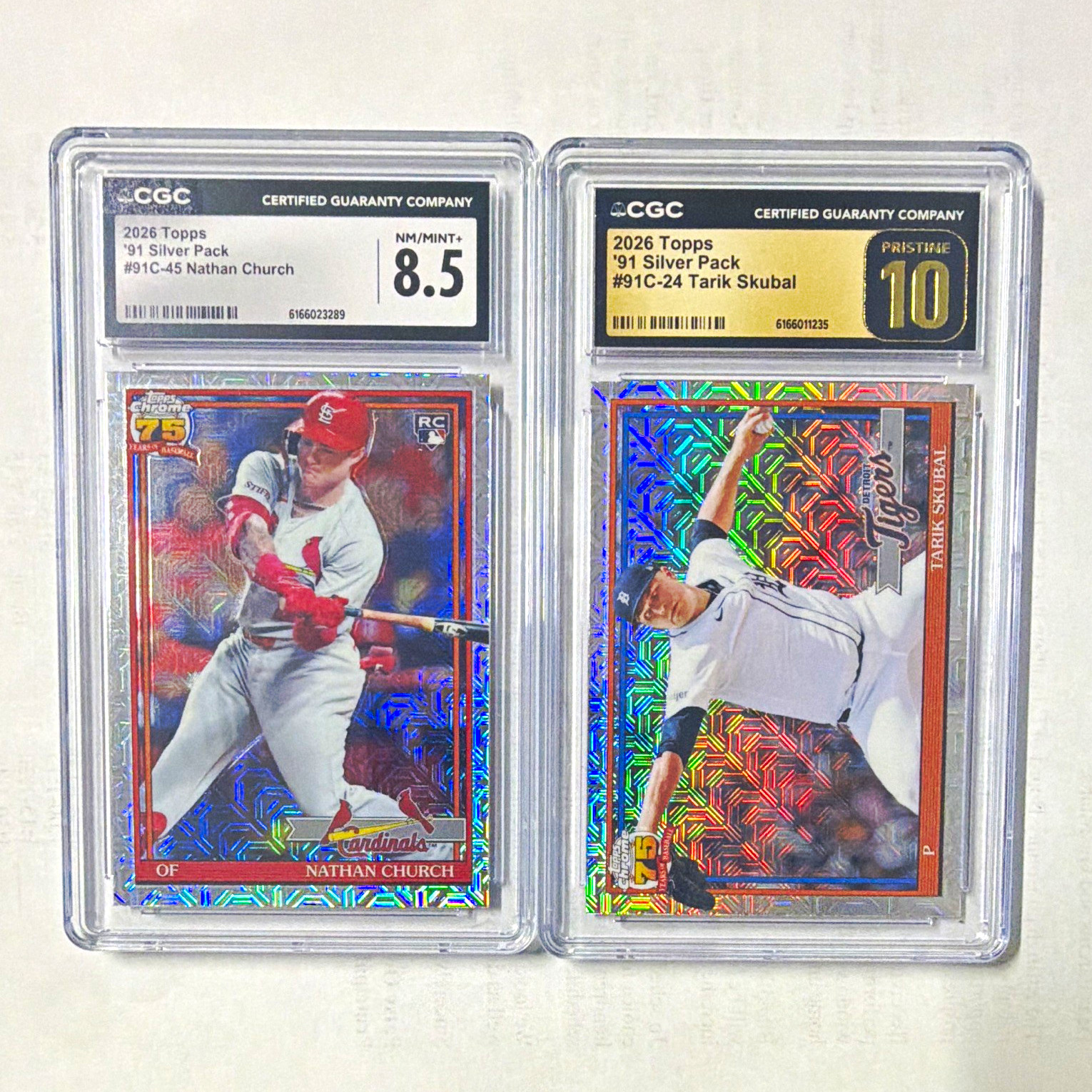 Topps 2026 Chrome \'91 Silver Pack CGC Graded 2-Card Lot Church Skubal