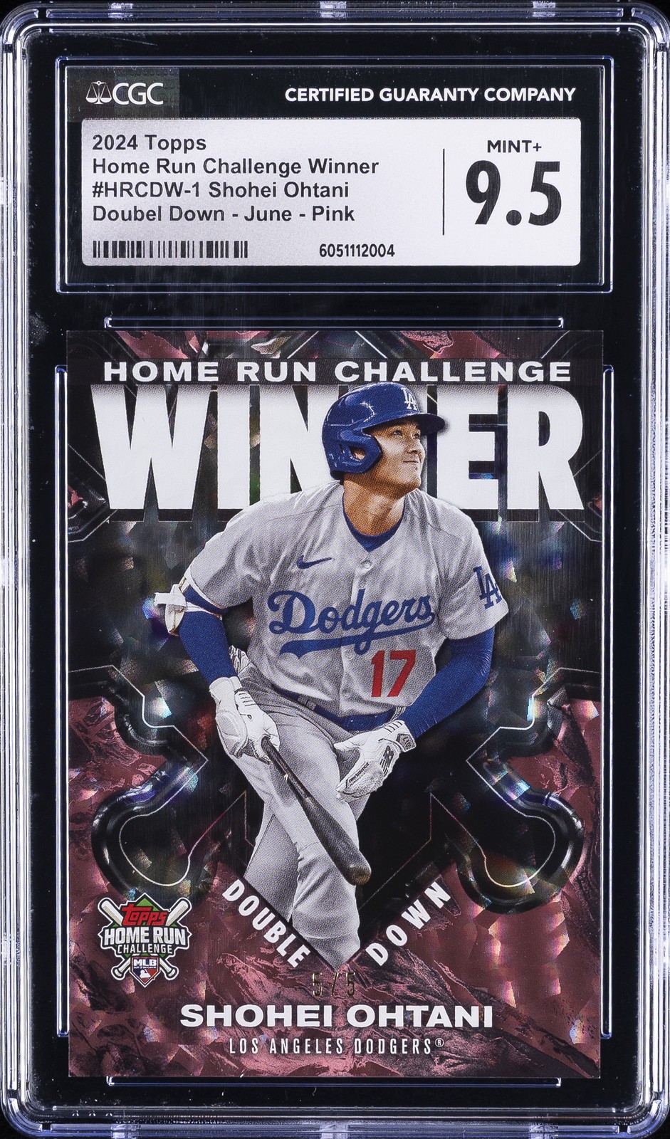2024 TOPPS HOME RUN CHALLENGE WINNER DOUBLE DOWN JUNE PINK SHOHEI OHTANI CGC 9.5