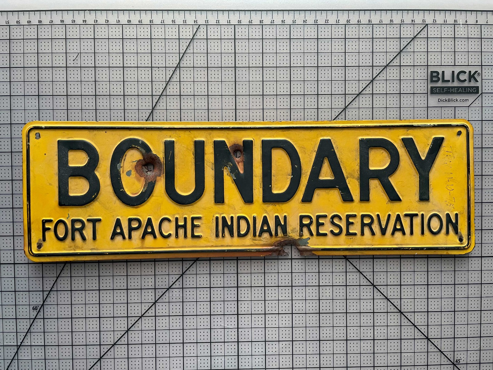 Vintage Original Metal Boundary Sign Fort Apache Indian Reservation BIA Arizona Vintage Original Metal Boundary Sign Fort Apache Indian Reservation BIA Arizona