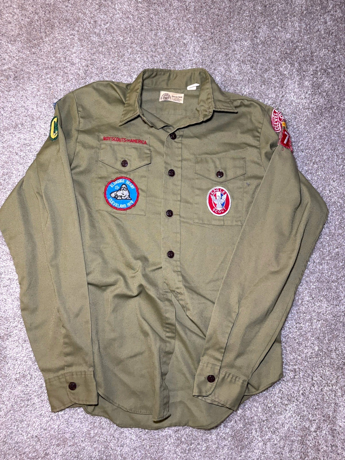 VTG 1970’s Boy Scouts Official Long Sleeve Uniform Shirt w/ Troop 179 Patch 