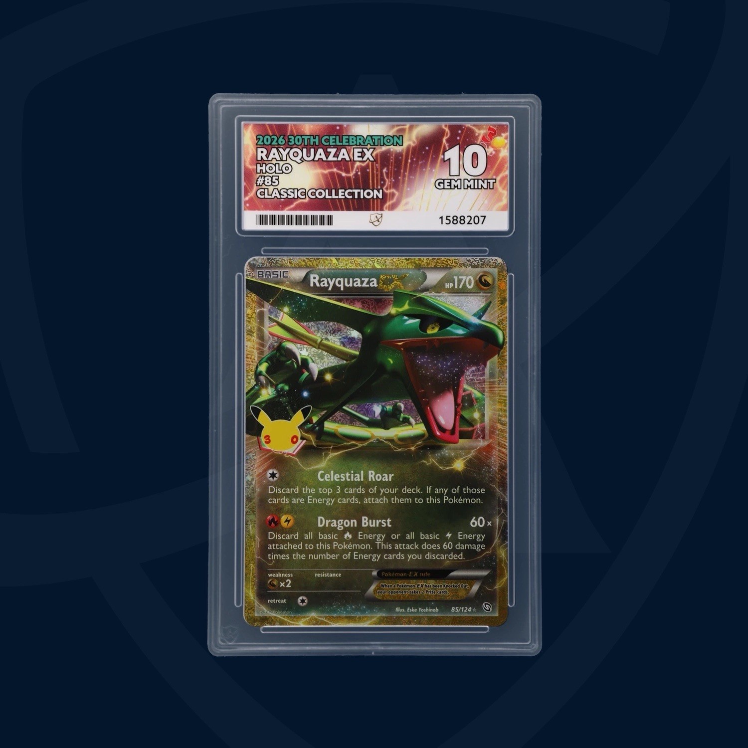 Pokemon TCG - Rayquaza EX 85/124 - 30th Celebration Anniversary - ACE 10 Pokemon TCG - Rayquaza EX 85/124 - 30th Celebration Anniversary - ACE 10