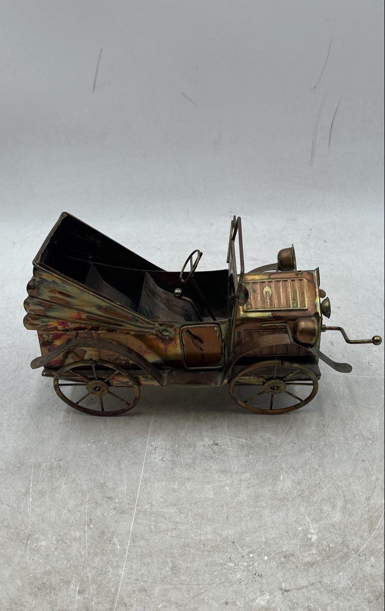 Vintage George Good Copper Tin Metal Model T Ford Musical Car Wind Up Music Box