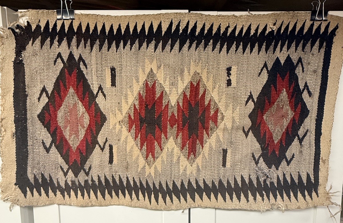 Antique 1890 Navajo Transitional Rug Eye-Dazzler Handwoven Native American 39x23