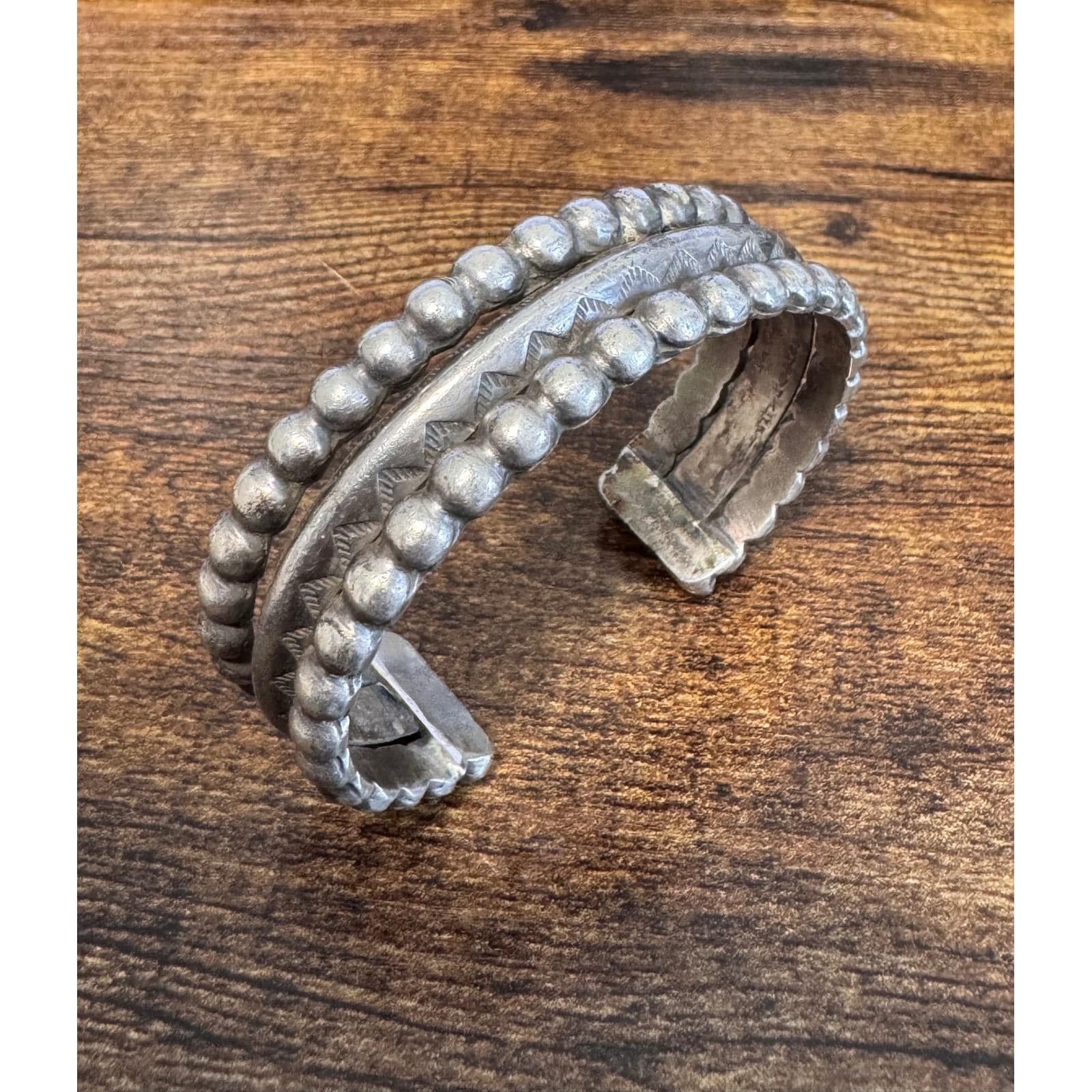 Vtg 1920s Southwestern Ingot Silver Cuff Bracelet - Triple Shank Stamped - 67g Vtg 1920s Southwestern Ingot Silver Cuff Bracelet - Triple Shank Stamped - 67g