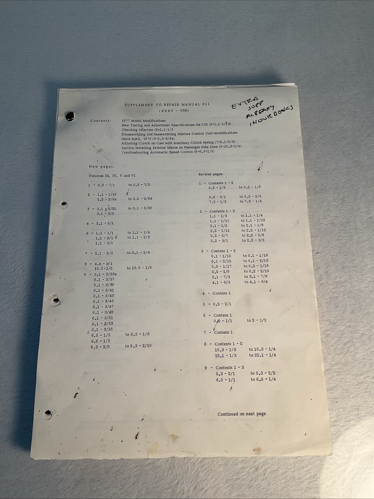 Original Porsche 911 Factory Repair Manual Supplement XXXV 1977 USA OEM