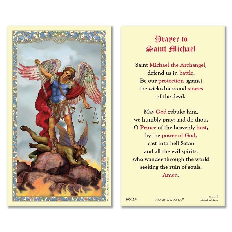 Saint Michael Laminated Holy Card Catholic Prayer Religious Collectible
