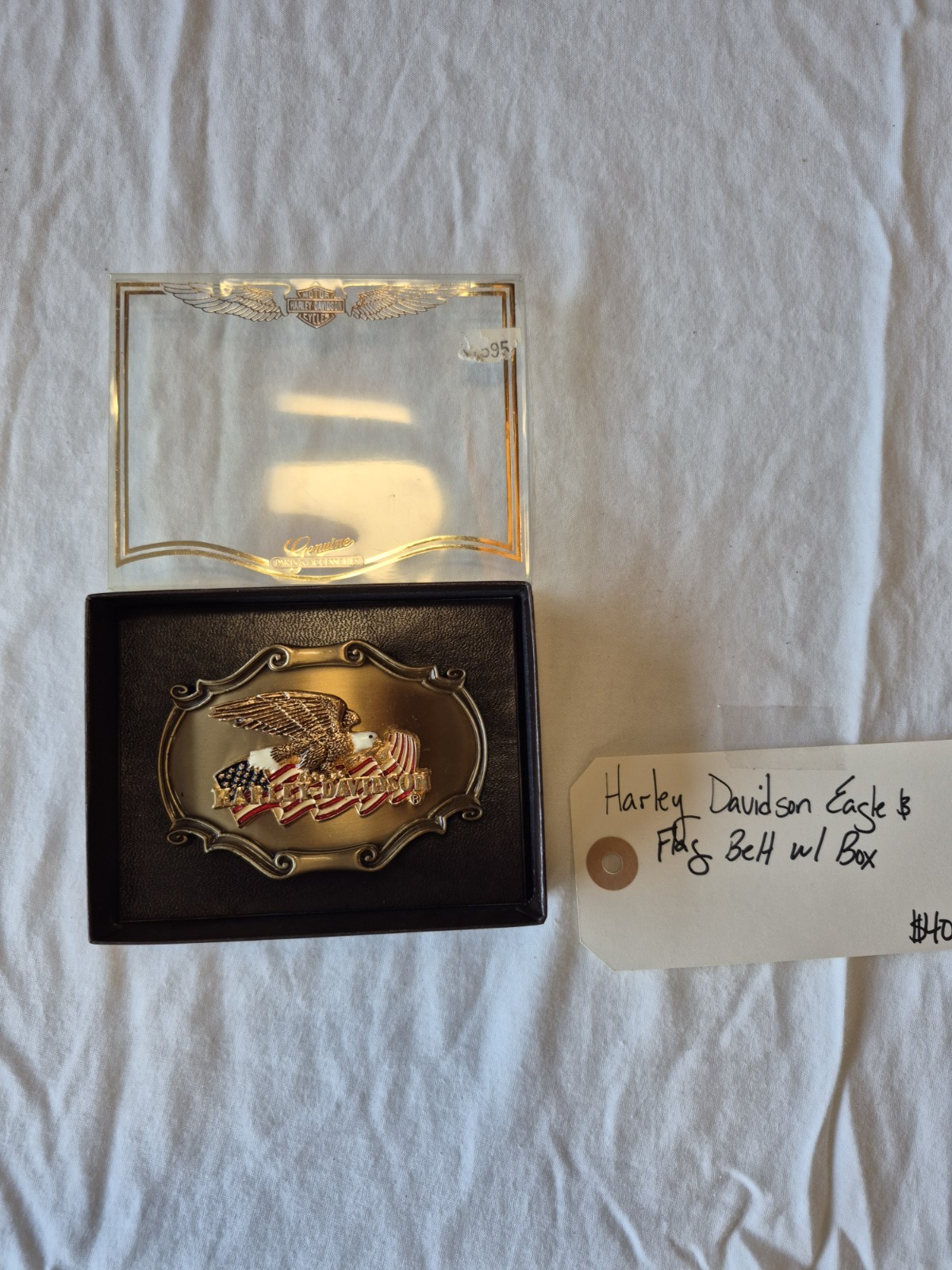 Harley-Davidson 1991 Eagle & Flag Belt Buckle – Original Presentation Box