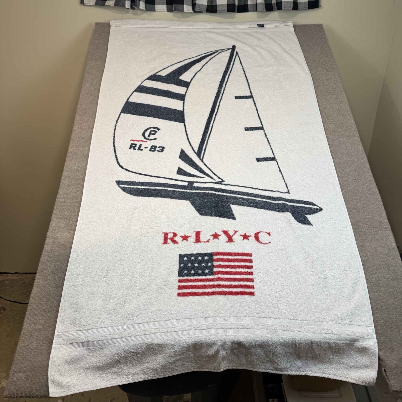 Vintage 90s Ralph Lauren Yacht Club Large Beach Towel RL-93 RLYC Sailboat USA