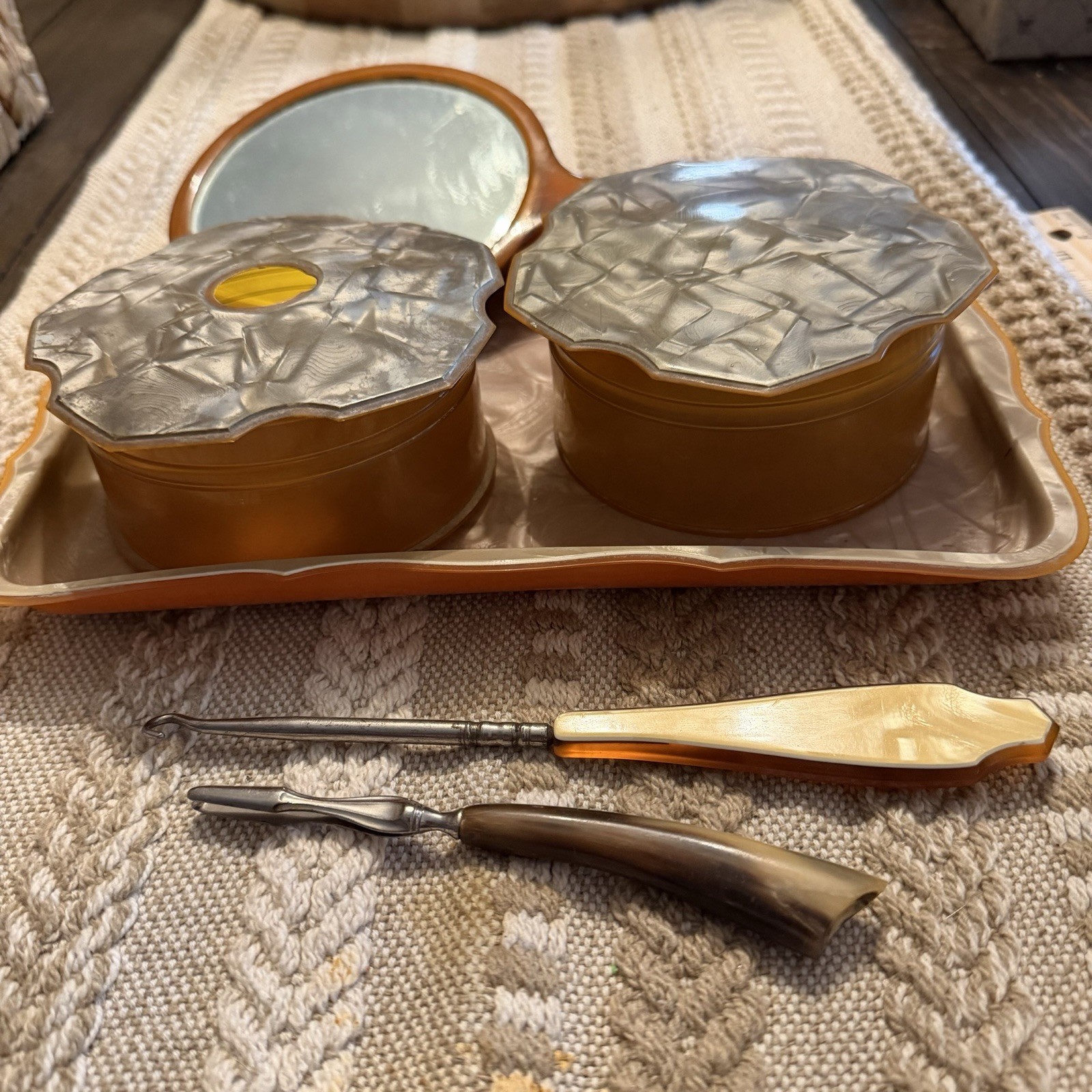 Vintage 1930s Art Deco Celluloid Vanity Set Vintage 1930s Art Deco Celluloid Vanity Set
