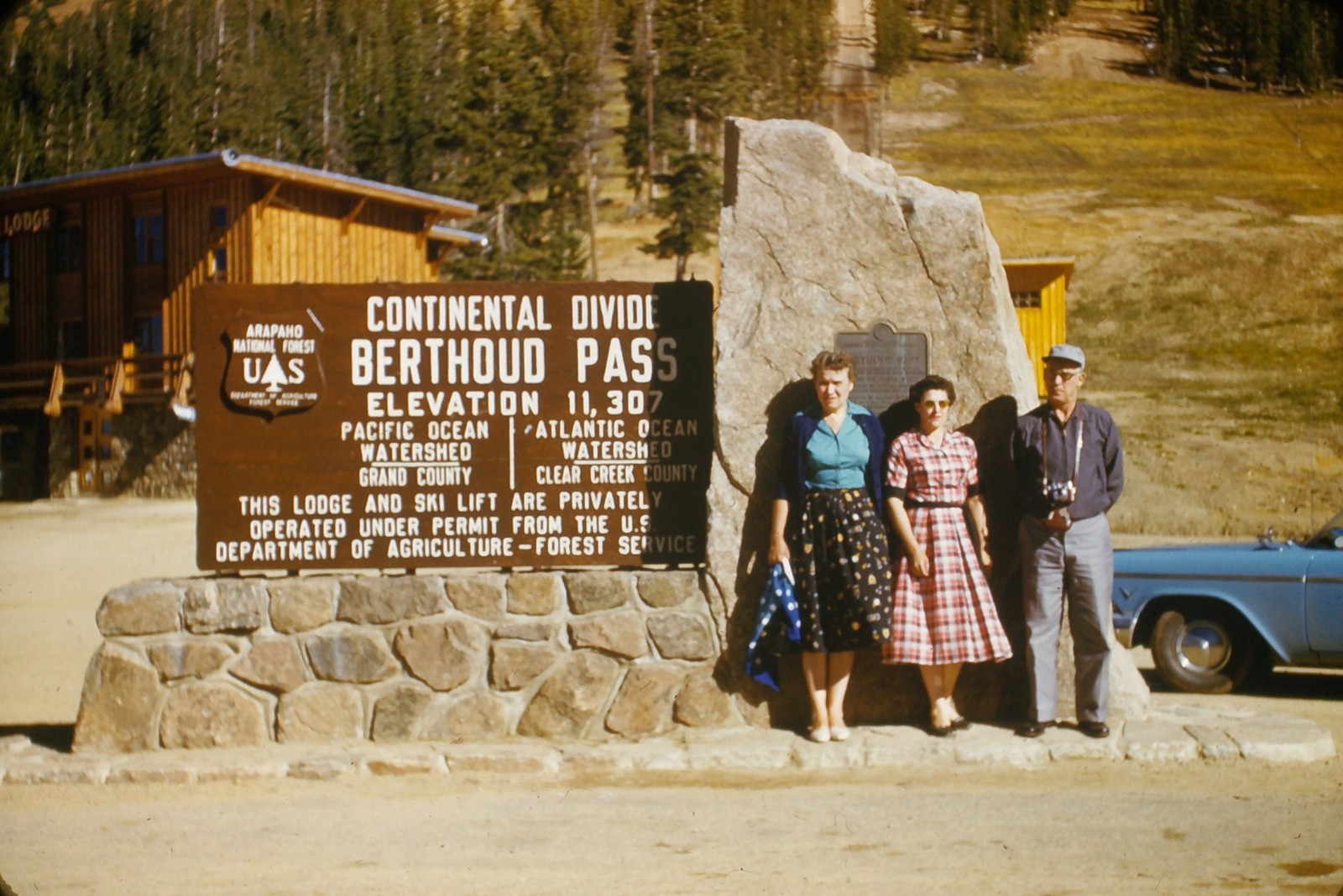 c1950's Kodachrome Red Border 35mm Slide Berthoud Pass Continental Divide Sign c1950's Kodachrome Red Border 35mm Slide Berthoud Pass Continental Divide Sign
