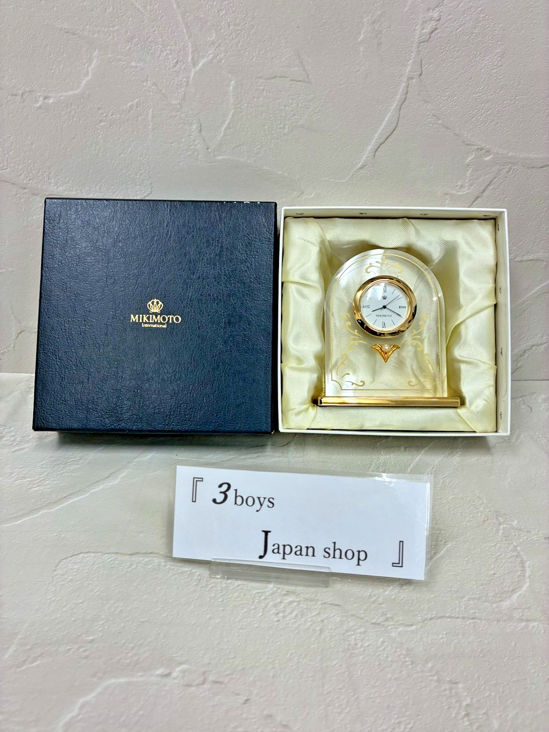 MIKIMOTO Pearl Accent Quartz Desk Clock Vintage Japan NEW