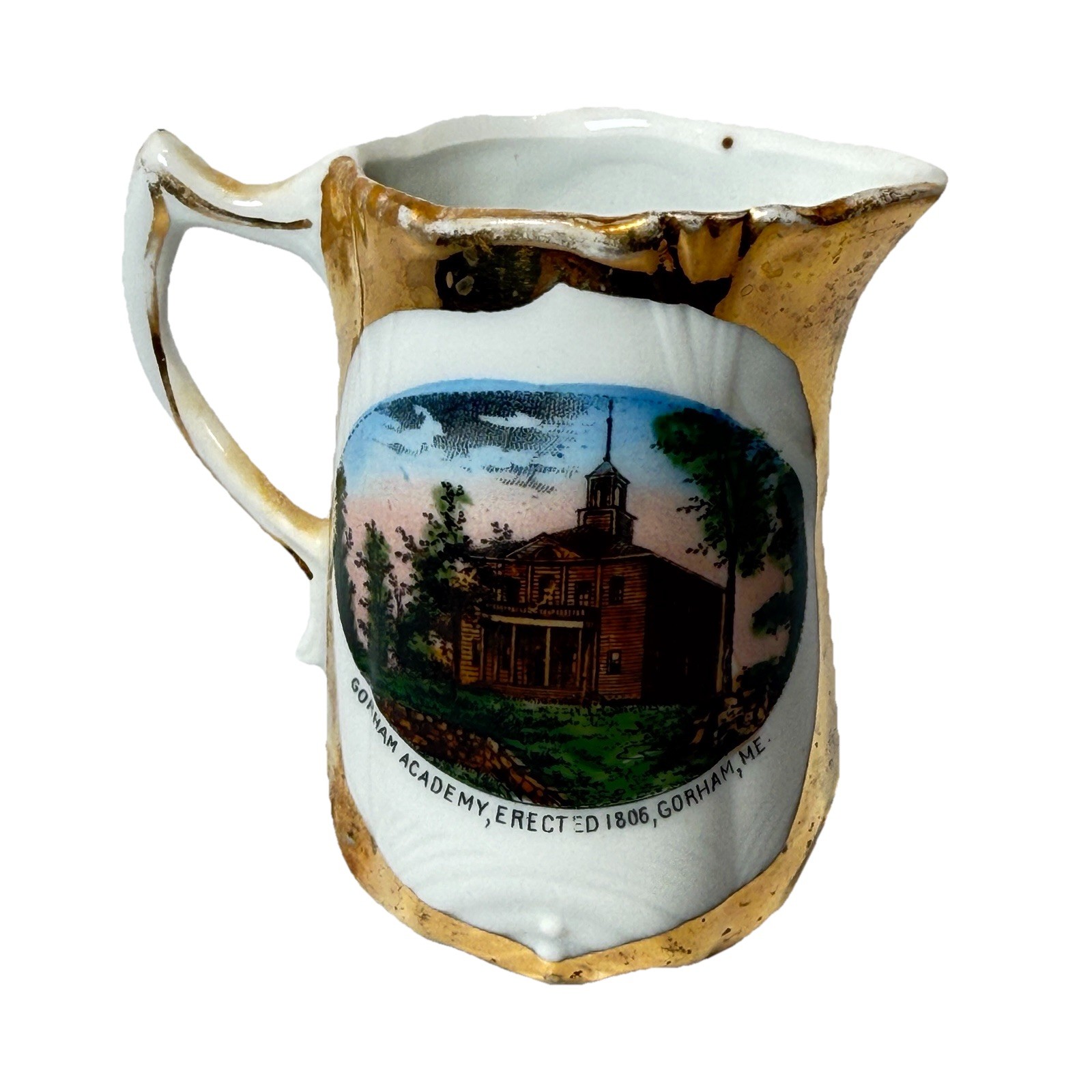 GORHAM MAINE ME Antique GORHAM ACADEMY Souvenir GOLD TRINKET CREAMER GORHAM MAINE ME Antique GORHAM ACADEMY Souvenir GOLD TRINKET CREAMER