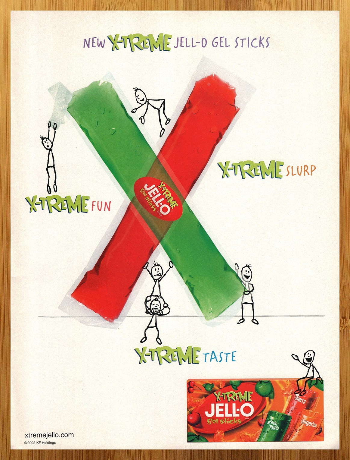 2002 X-Treme Jell-O Gel Sticks Print Ad/Poster Authentic Snack Food Art 00s Kids