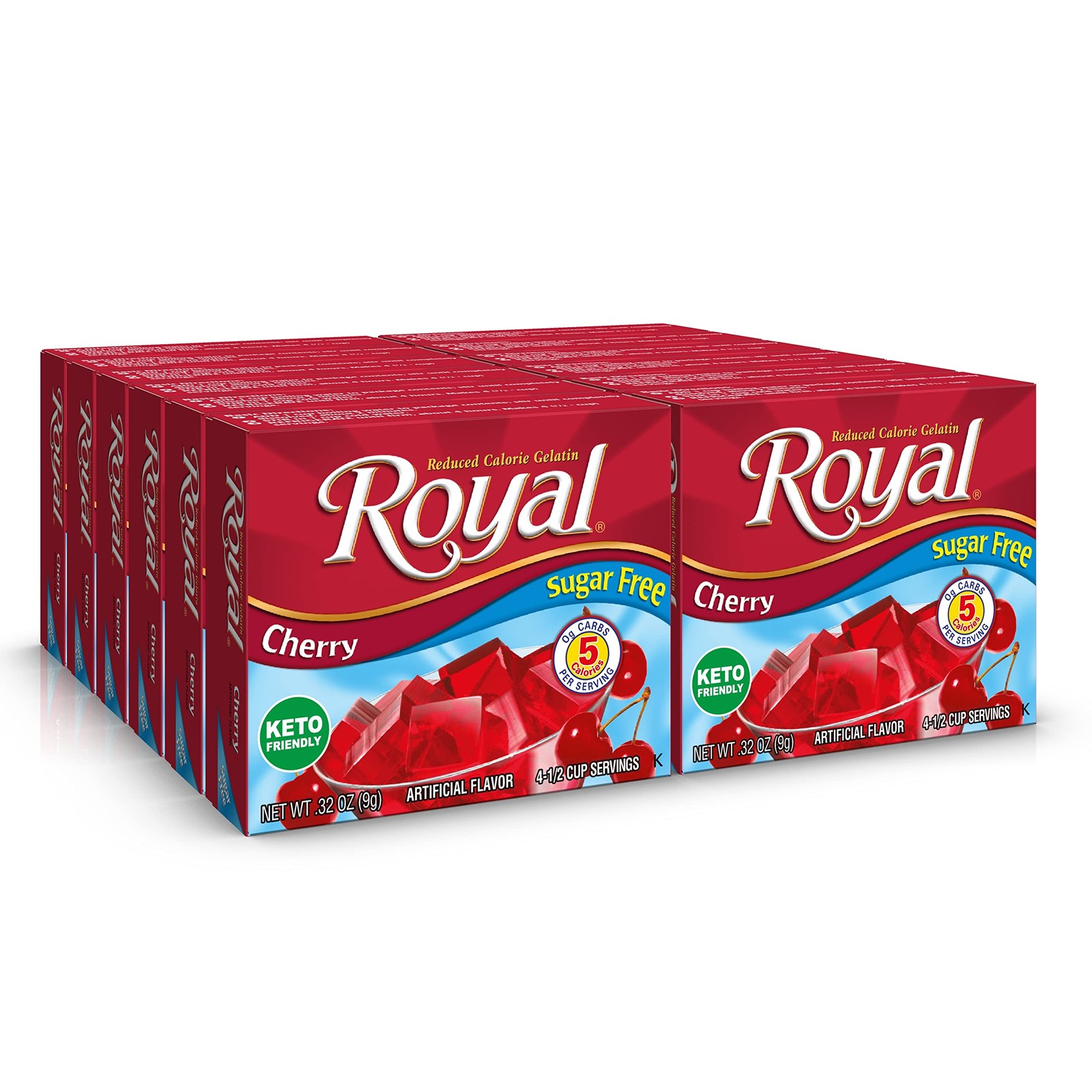 Royal Cherry Gelatin Dessert Mix, Sugar Free and Carb 0.32 ounce (Pack of 12) Royal Cherry Gelatin Dessert Mix, Sugar Free and Carb 0.32 ounce (Pack of 12)