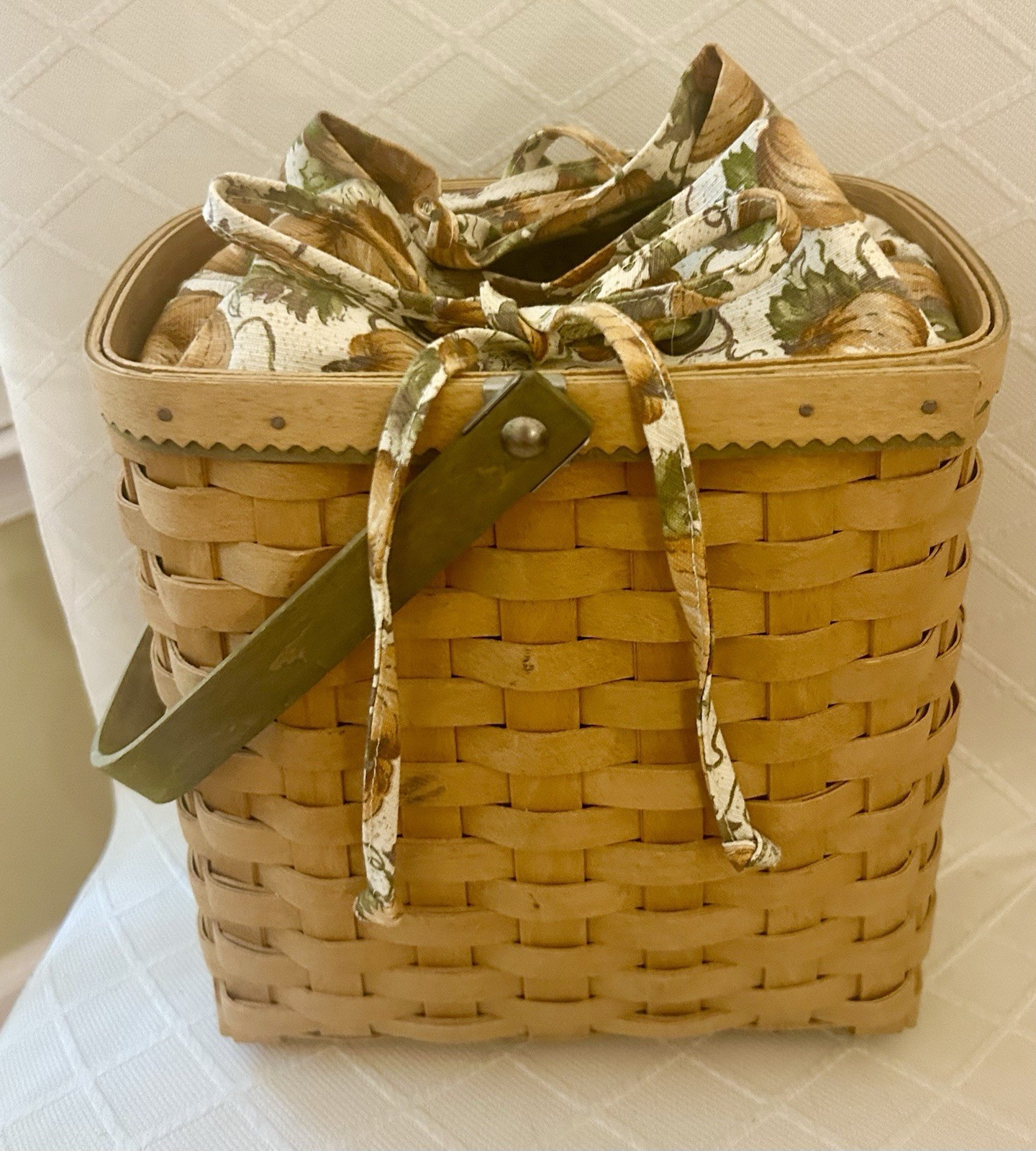 2008 Longaberger 3 Pc Fall Autumn Tote Basket & Liners No Dmge