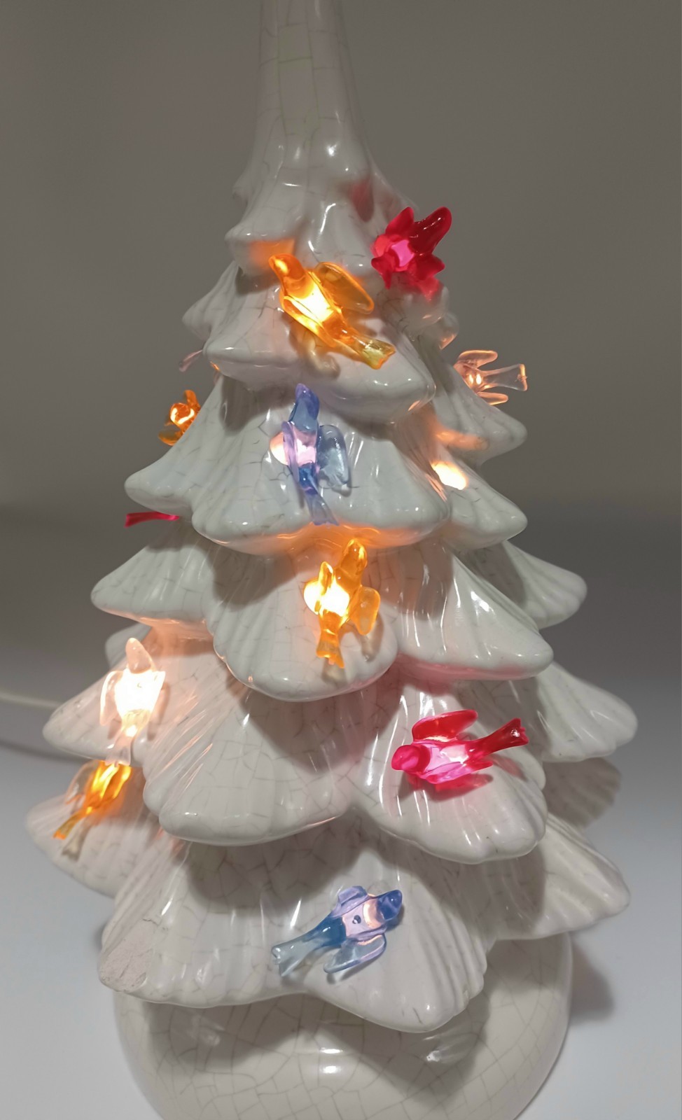 1980\'s VTG Mold WHITE Crackle Glaze Ceramic Christmas Tree 10” 1980\'s VTG Mold WHITE Crackle Glaze Ceramic Christmas Tree 10”