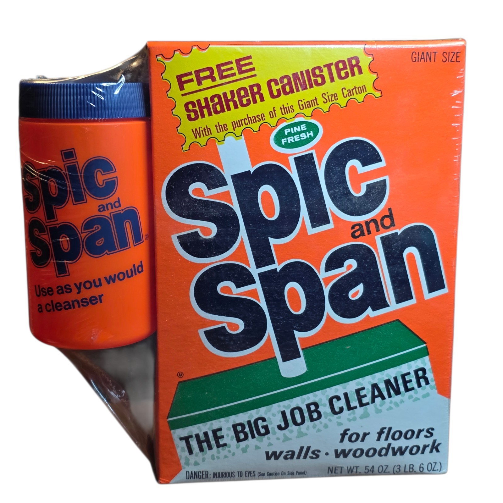 Vintage Spic & Span Giant Size 54oz SEALED w/ Shaker Canister Promo NOS Retro