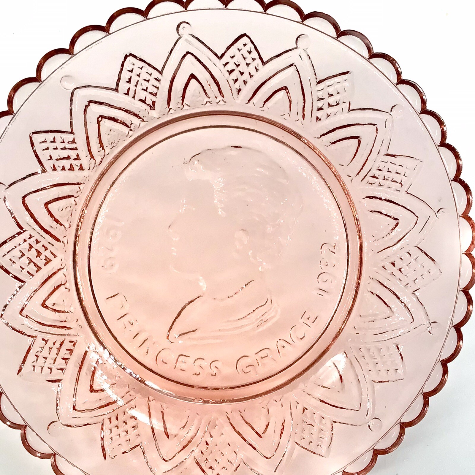 Millville Glass Cup Plate Coaster Princess Grace with Stand 1982 3 1/2”