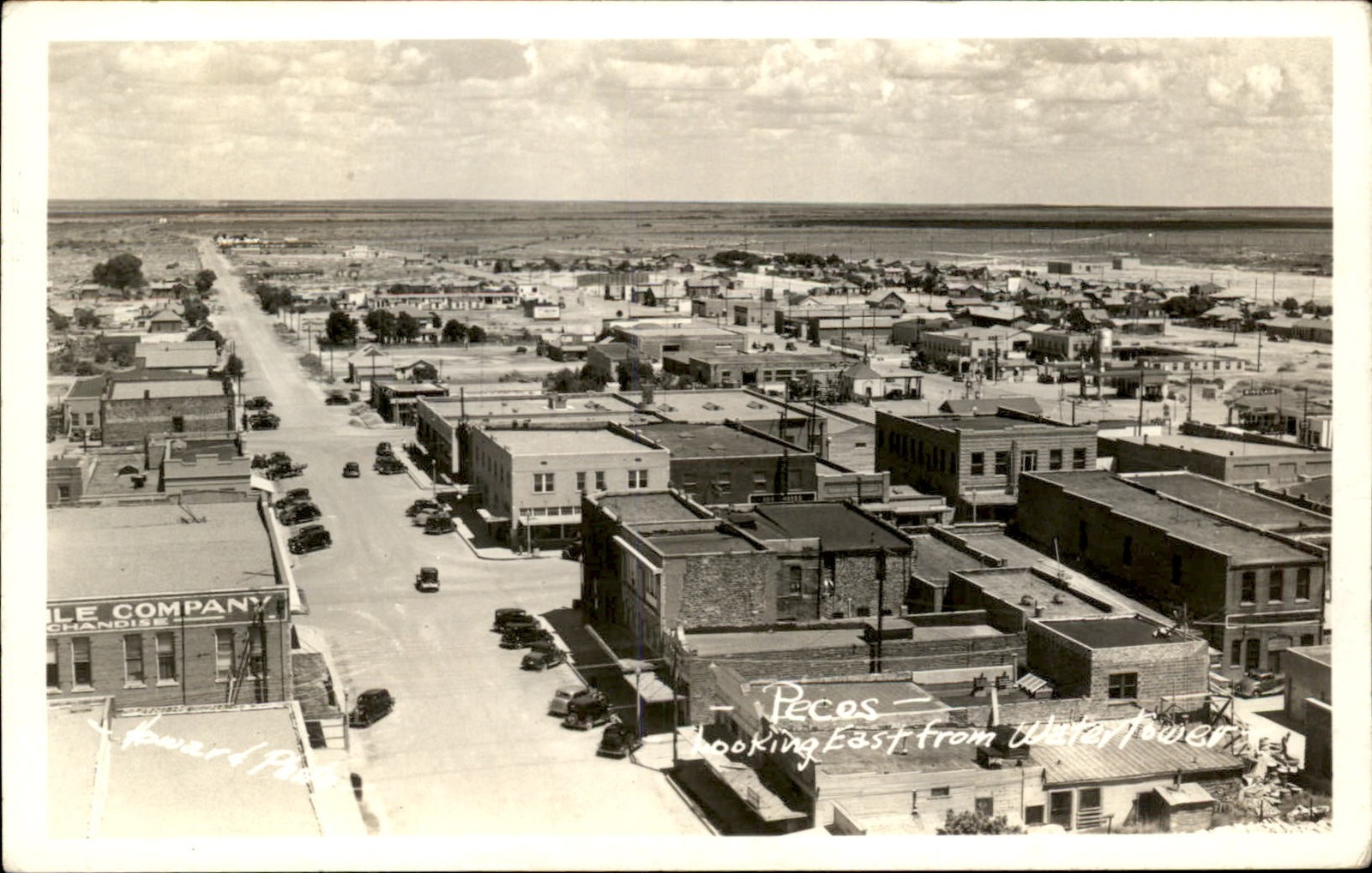 Pecos TX Street View c1940s-50s Howard Real Photo Postcard bhn