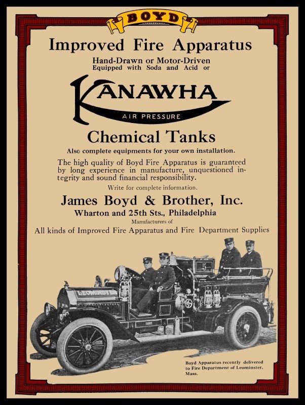 1913 Boyd Fire Truck, Leominster Massachusetts Fire Dept. NEW METAL SIGN: 12x16