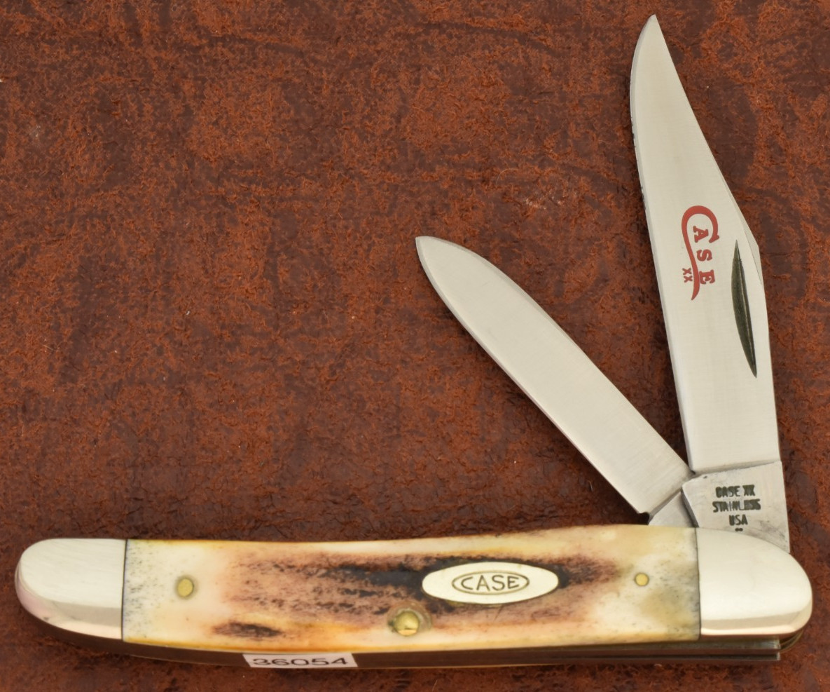 VINTAGE CASE XX USA 2 DOT 1978 RED SCROLL STAG JACK KNIFE 52087 SSP NICE (36054)